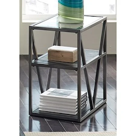 Chair Side Table with Glass Top
